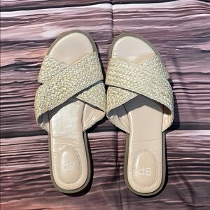 BP Women's Beige Woven Slide Sandals